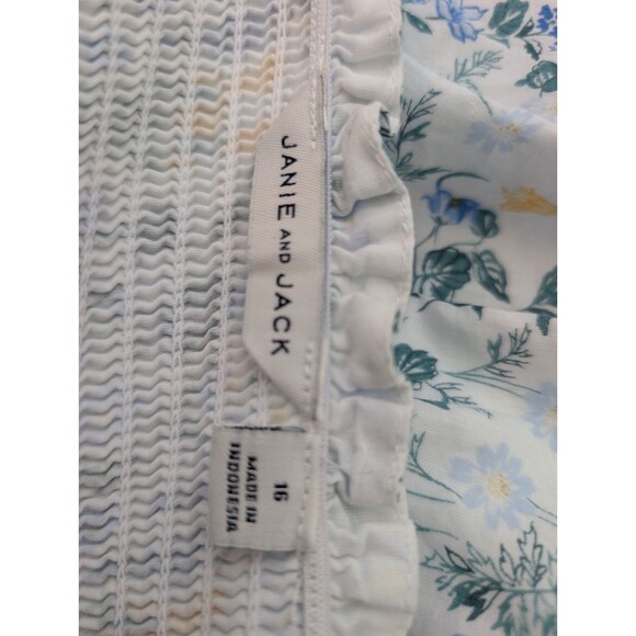 Janie And Jack White Ruffle Smock Tank Top Blue Yellow Florals Girls Size 16 - Picture 7 of 9